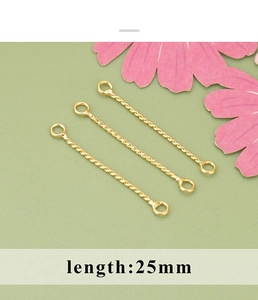 Detailed close-up of 25mm gold-plated twisted bar connectors for DIY jewelry making