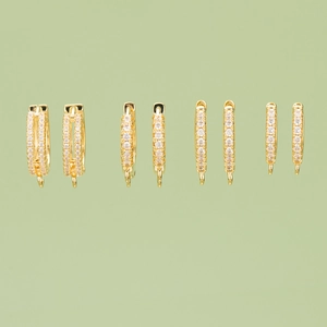 18K gold plated hoop earrings with micro-paved cubic zirconia in four varying sizes