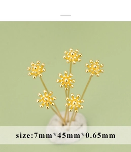 Macro di spilli a fiore in zircone dorato da 7mm per creazione di gioielli fai da te