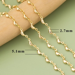 18k gold plated geometric link chain for DIY necklaces in 2.7mm and 5.1mm sizes