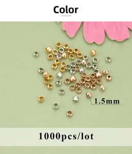 1.5mm 18K gold plated C-type crimp beads set in gold silver and rose gold finishes