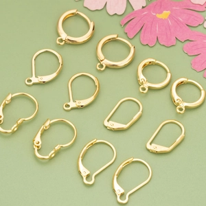 Copper Plated 18K Gold Leverback Earring Hooks Round French Ear Clips DIY Jewelry Findings Polished Earring Accessories