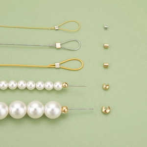 18K gold plated C-type crimp bead covers and wire protectors for DIY jewelry making