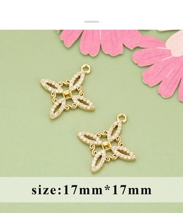 Detailed view of 17mm gold star pendant with micro-pave zircons for DIY jewelry