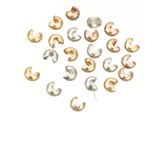 Polished 18K gold plated C-shape crimp bead covers in gold, rose gold and silver