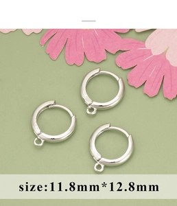 Detailed size view of 11.8mm x 12.8mm silver earring hooks for DIY jewelry making