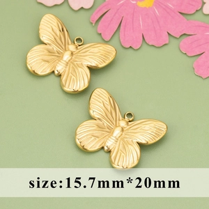 Golden vintage butterfly charms for DIY jewelry making with textured finish and ring
