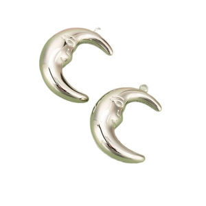 Vintage silver crescent moon face pendants for DIY jewelry making and craft supplies