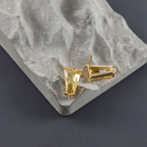 Orecchini a trapezio in vetro placcato oro 18K con anelli per creazione gioielli DIY