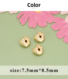 Detailed macro view of 7.5x8.5mm irregular gold-plated baroque spacer beads for jewelry DIY