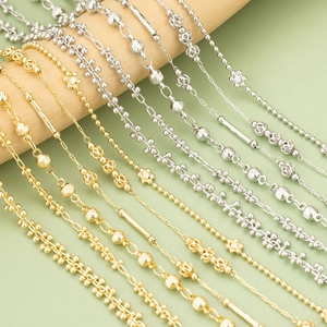 Copper DIY Jewelry Making Chain Flower Bead Ball Tube Gold Silver Electroplated Rhinestone Chain For Necklace Bracelet DIY