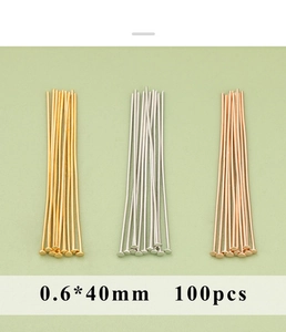 Chiodini a testa piatta 0,6x40mm oro, argento e oro rosa per creazione gioielli 100pz