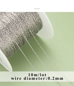 Close-up of 0.2mm silver paperclip chain spool for DIY jewelry making 10m roll
