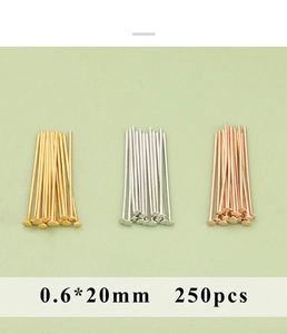 Chiodini a T per gioielli fai da te in oro, argento e oro rosa, 0,6x20mm, 250 pezzi per pacco