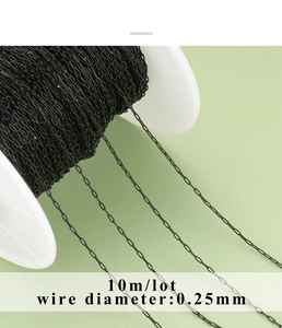 Black DIY jewelry chain roll with 0.25mm diameter wire on white plastic spool spool