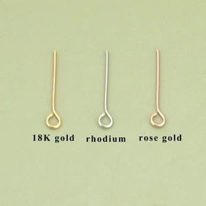 18K gold, rhodium, and rose gold plated eye pins for DIY jewelry making accessories