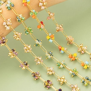 Handmade Beaded Copper Chain Gold Plated Flower Cluster Jewelry Making Findings For Necklace Bracelet Crafting Jewelry