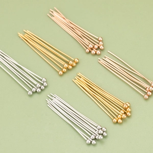 Copper Ball Headpins For Jewelry Making DIY Handcrafted Beads Metal Head Pins Polished Findings Gold Silver Rose Gold Color