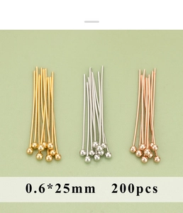 0.6x25mm metal ball head pins in gold, silver, and rose gold for DIY jewelry making