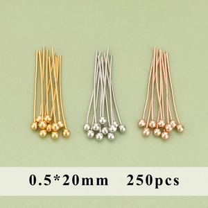 0.5x20mm metal ball head pins in gold silver and rose gold for DIY jewelry making