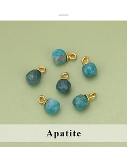 Détails de pendentifs en apatite bleue avec anneaux dorés pour la création de bijoux DIY