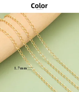 Makroaufnahme der 1,7 mm breiten, 18K vergoldeten Edelstahl DIY Schmuckkette