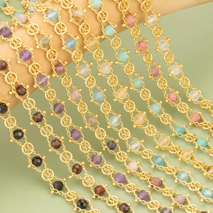 Franse Vintage DIY Kralenketting Natuursteen Kristal Koper Verguld Halfafgewerkte Schakelketting Voor Sieraden Maken Vrouwen