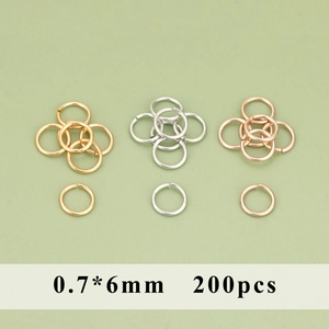 200 τεμάχια χάλκινοι κρίκοι 0.7x6mm χρυσό ασήμι και ροζ χρυσό για χειροποίητα κοσμήματα