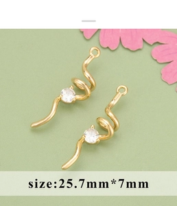 Detail of 18K gold plated bow zircon pendant component for DIY handmade earring making