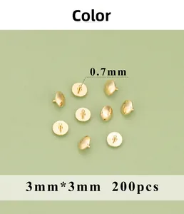 Detail view of 3mm gold semi-round jewelry end caps with 0.7mm pin size in 200pcs set