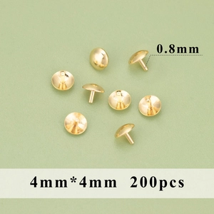 200pcs of 18K gold-plated 4mm round metal bead caps and stopper pins for DIY jewelry