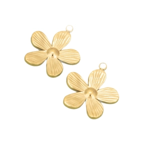Minimalist gold daisy flower pendant necklace in stainless steel with textured petals
