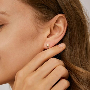 Triangle pink zircon earrings with white opal stones in gold-plated geometric design