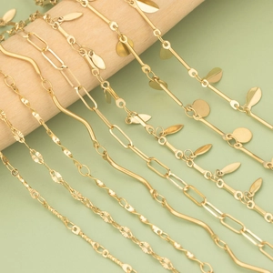 Gold Edelstahl Schmuckherstellung Kette Bulk Für Halskette Armband DIY Büroklammer Blatt Scheibe Charms Gliederkette Großhandel