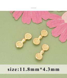 Makroansicht vergoldeter strukturierter Hantelperlen für DIY-Schmuckherstellung 11.8x4.3mm