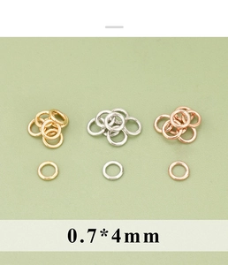 Detail van 0,7x4mm buigringen in goud, zilver en roségoud voor doe-het-zelf sieraden