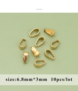 Macro detail of 6.8x3mm brass pendant clasps for DIY jewelry making 10pcs pack