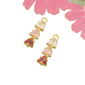 18K gold plated pendant with gradient zircon stones and hanging loop for DIY jewelry