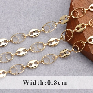 Details von 0,8cm vergoldeten Kaffeebohnen und Seilstruktur Gliederketten für DIY Schmuck