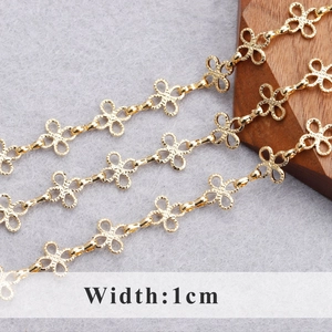 18K vergoldete Kleeblattkette mit 1cm strukturierten Metallgliedern für Schmuckdesign