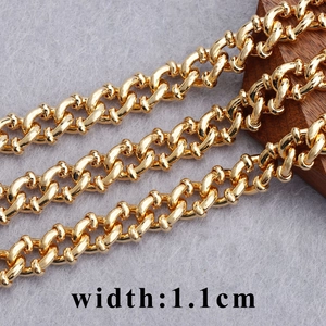 Detail shot of 1.1cm wide 18K gold plated diamond chain links for DIY handmade jewelry