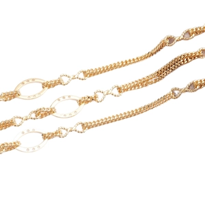 18K gold plated curb chain with oval ring accents for handmade jewelry making