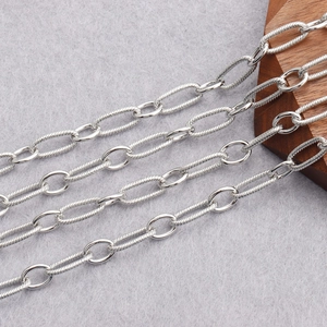 Close-up of silver twisted paperclip chain links for DIY jewelry making accessories