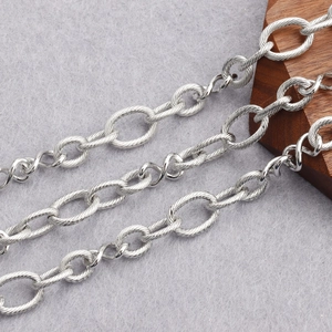 Macro shot of silver plated 18K gold O-shaped cross chains for DIY jewelry making