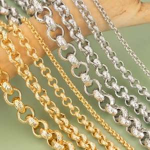 18K Vergoldete Kupfer DIY Schmuck Kette Hip Hop Koreanischer Stil Handgefertigt Glied Für Halskette Armband Herstellung Zubehör