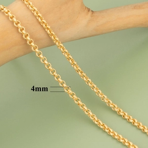 Vergoldete 18K Hip-Hop Schmuckkette mit 4mm strukturierter Gliederung für Damen