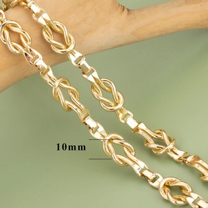 Detailed macro view of 18K gold plated 10mm knot link chain material for DIY jewelry