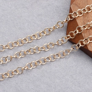 Macro detail of 18K gold plated cable chain loops for handmade jewelry making DIY