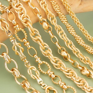 18K Gold Plated Copper Jewelry Chains For DIY Necklace Bracelet Making Various Styles Manual Metal Chain Materials 1 Meter