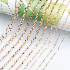 18K Gold Plated Copper Rolo Chain For Jewelry Making DIY Handmade Necklaces Bracelet Accessories Korean Simple Round Cross Accessory